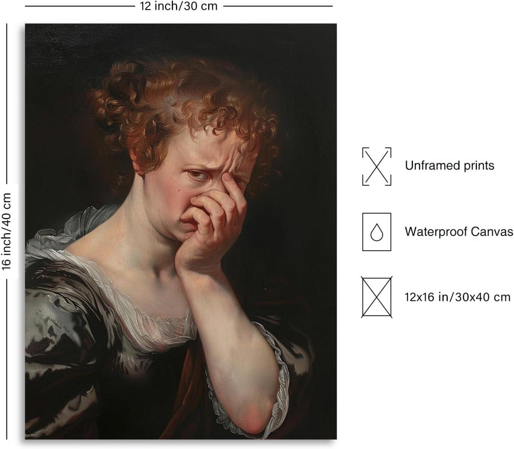 Lustiges Badezimmer Leinwand Bild Vintage Humor 30x40 Frau Nase halten