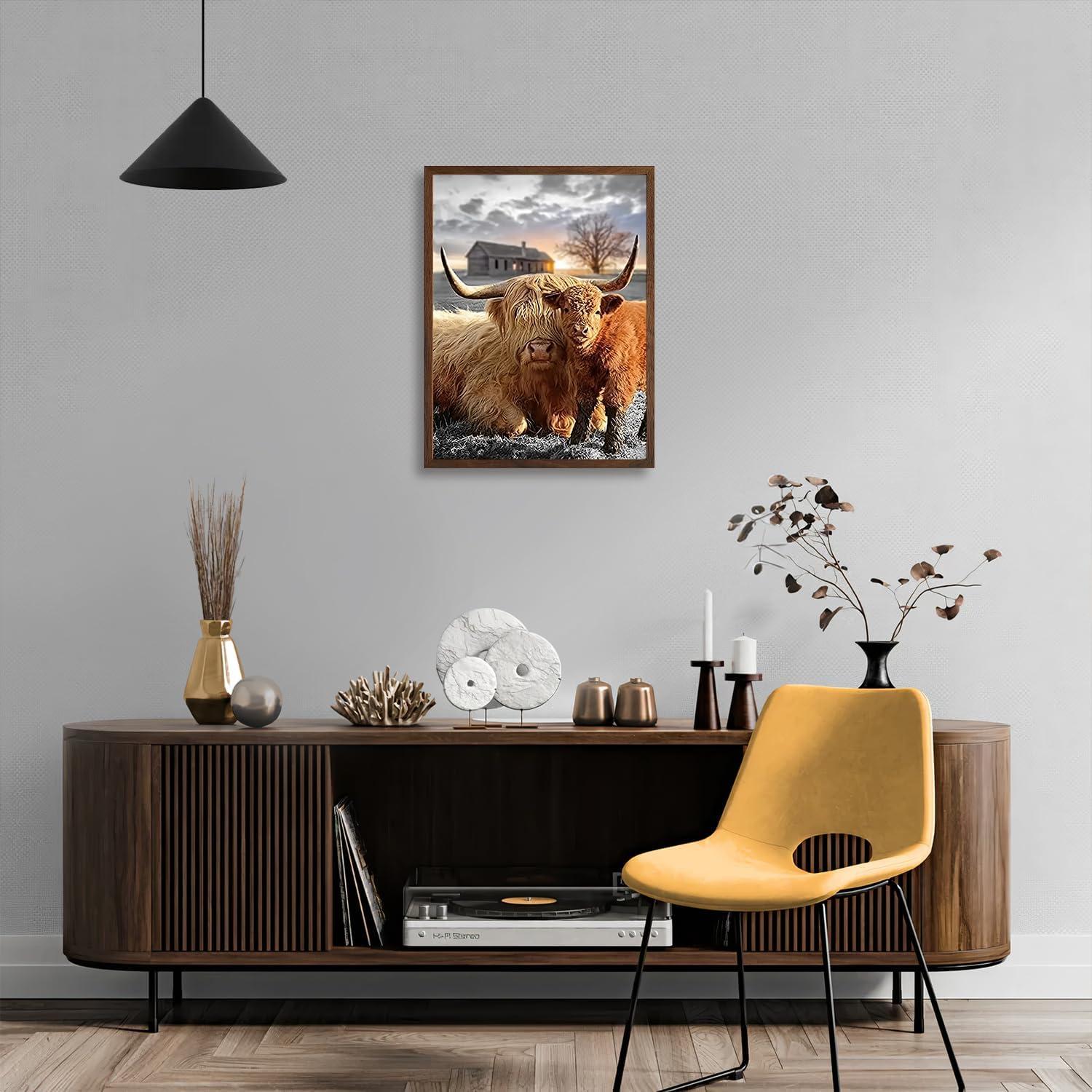 Hochland Kuh Leinwandbilder Rustikales Kuh Wandposter 12x16