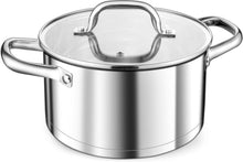 Kochtopf 20cm Edelstahl 3-Lagen Boden Induktion 3,8L mit Glasdeckel
