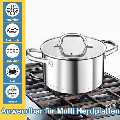 Kochtopf 20cm Edelstahl Nudeltopf Induktion 3-Lagen Boden 3,8L mit