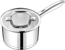 Edelstahl Stielkasserolle mit Glasdeckel und 3-Lagen Boden 16cm