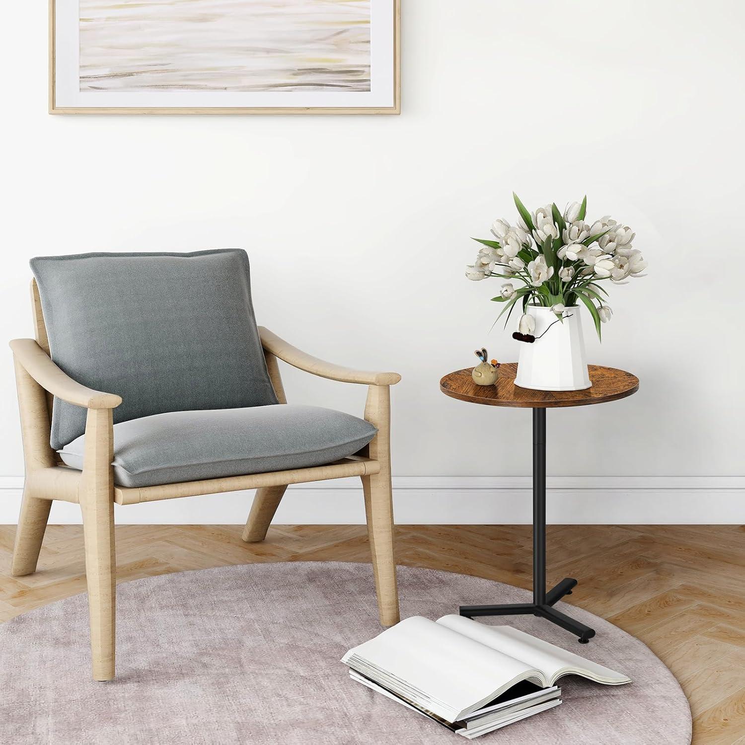 Runder Beistelltisch 48CM Schwarz Holz für Wohnzimmer