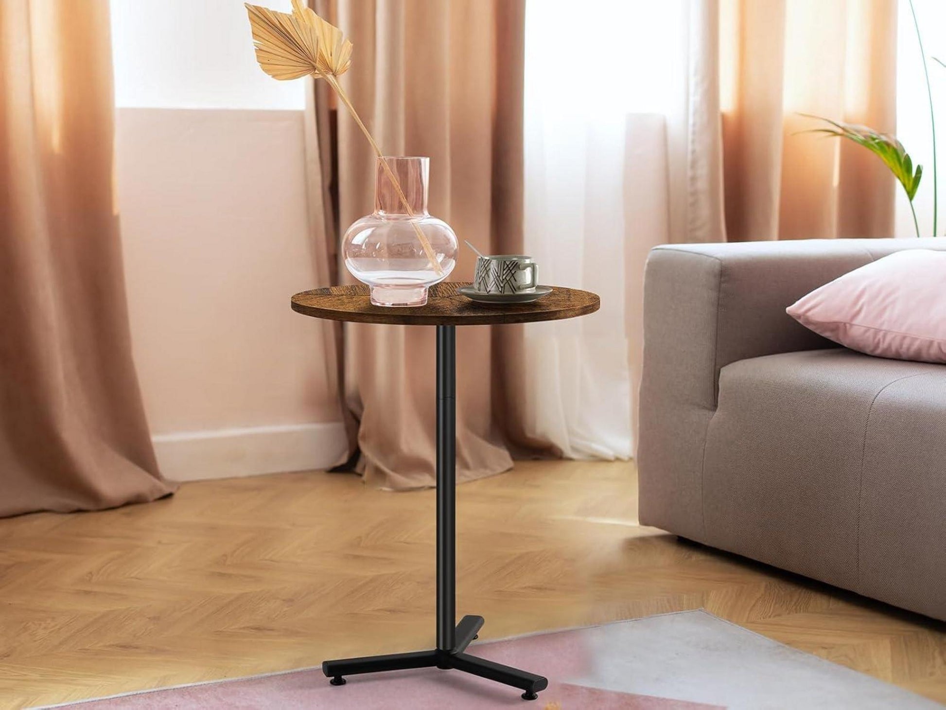 Smusei Runder Couchtisch 48CM Schwarz