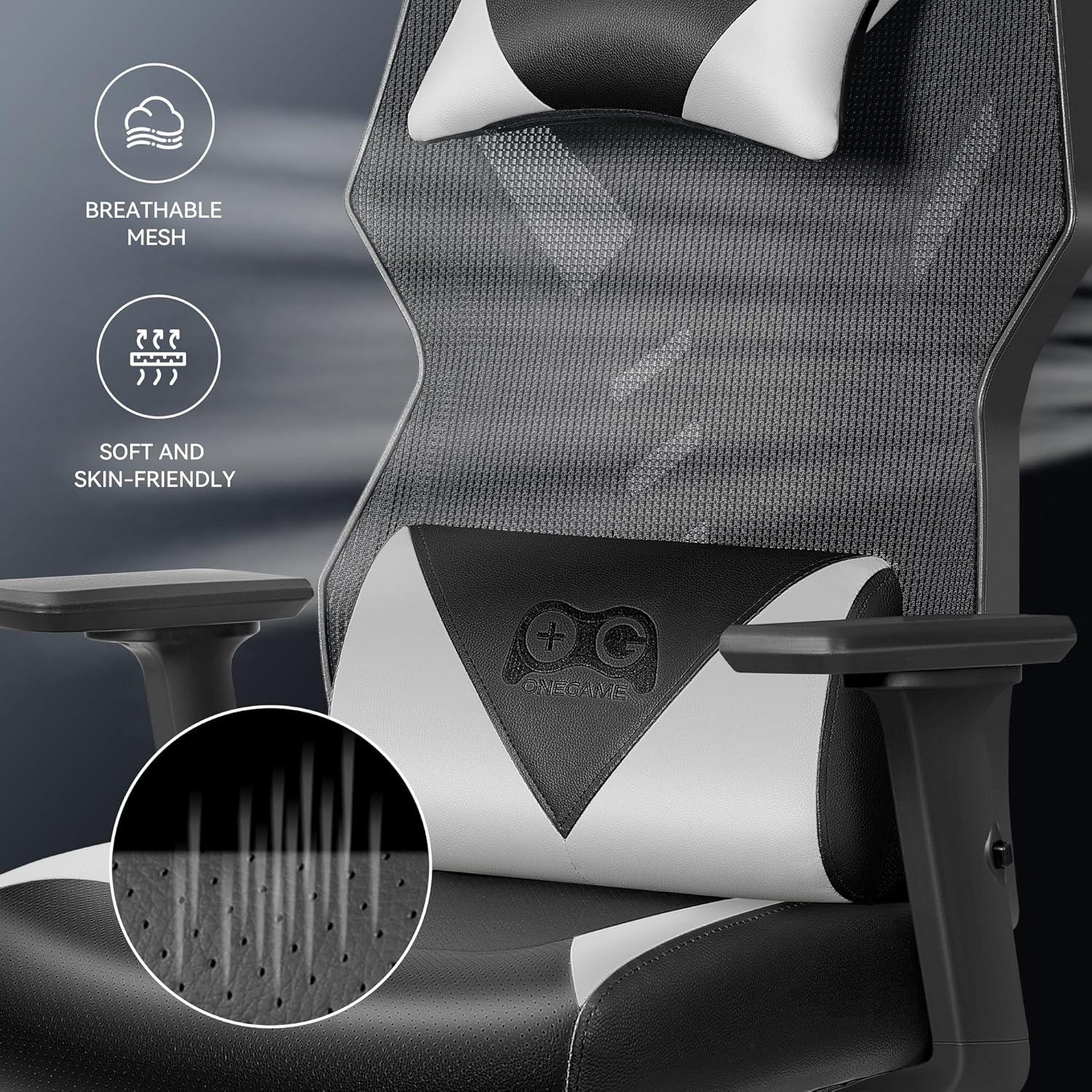 OneGame Video Gaming Stuhl Schwarz Weiß Ergonomischer Gamer
