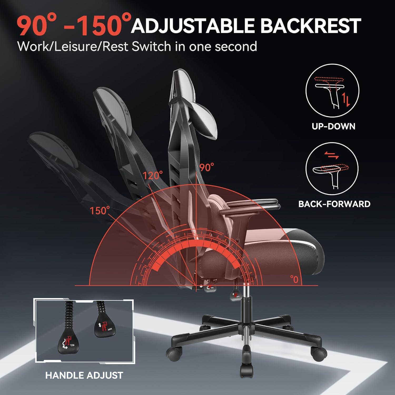 OneGame Gaming Stuhl Racing Style Schwarz/Weiß, Ergonomisch, Atmungsaktiv