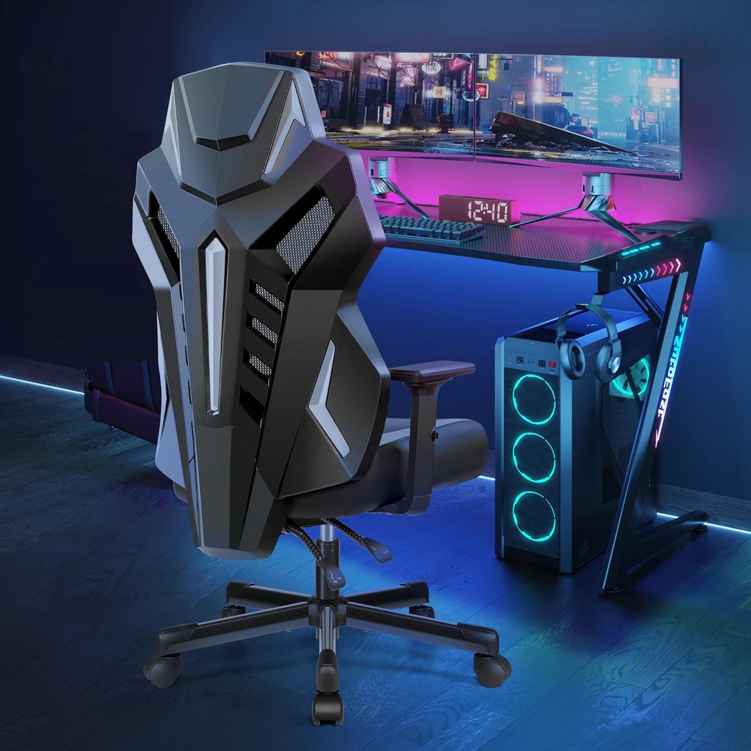 OneGame Gaming Stuhl Racing Style Schwarz/Weiß, Ergonomisch, Atmungsaktiv