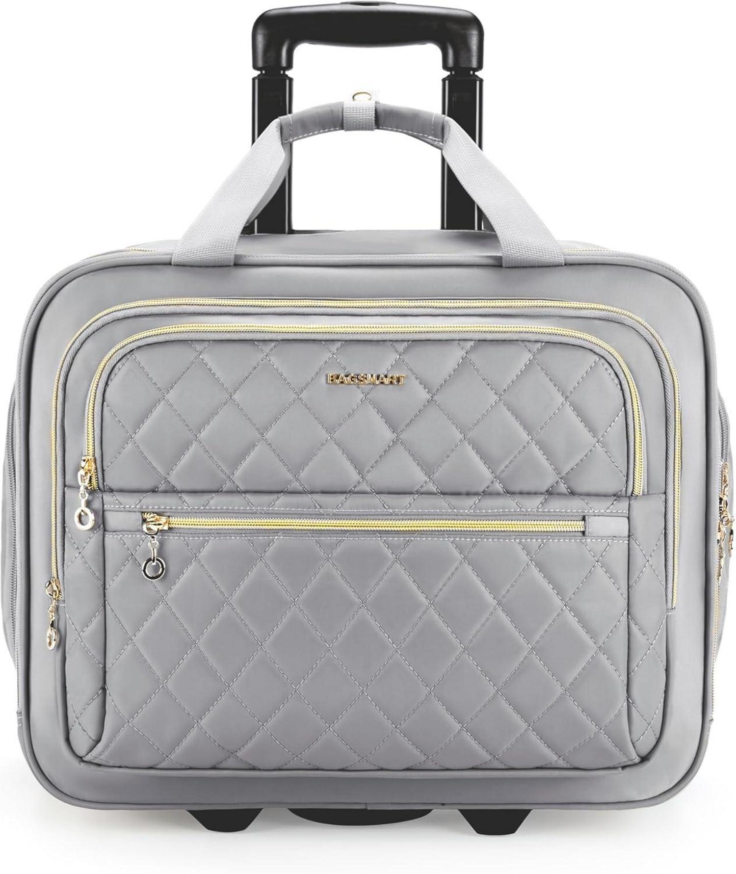 Rollbare Laptoptasche für Damen 15,6-Zoll Handgepäck mit Rollen