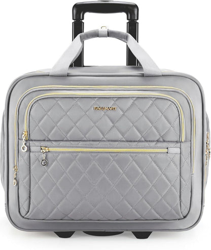 Rollbare Laptoptasche für Damen 15,6-Zoll Handgepäck mit Rollen