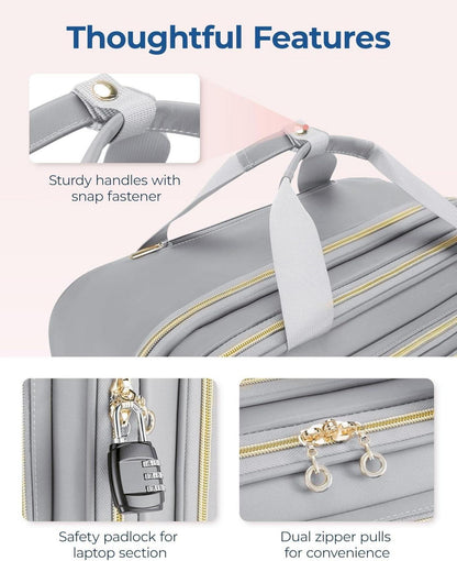Rollbare Laptoptasche für Damen 15,6-Zoll Handgepäck mit
