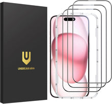 Panzer Schutz Glas iPhone 15 9H Vollabdeckung 3er-Pack HD-Klar