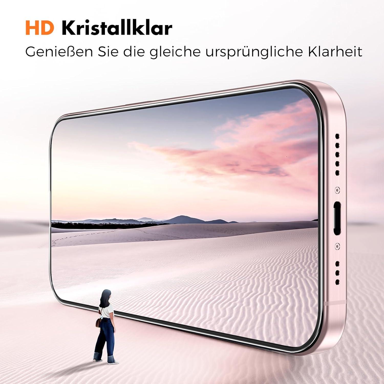 Panzer Schutz Glas iPhone 15 [3er-Pack] 1:1 Vollabdeckung HD-Klar
