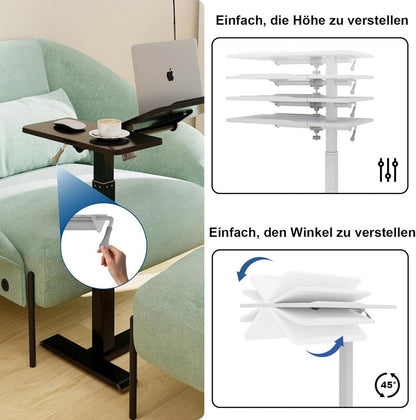 Höhenverstellbarer Laptoptisch mit Rollen und Neigungsfunktion