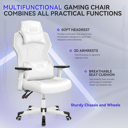 OneGame Gaming Stuhl Weiß, Ergonomisch, Atmungsaktiv, Verstellbar