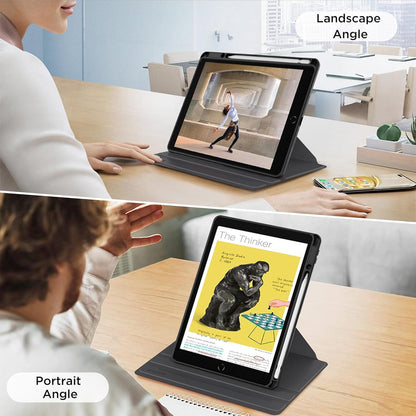 Rotierende iPad Hülle 10.2 Zoll mit Stifthalter, Schwarz