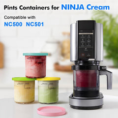 Hejo 4 Stück Eisbehälter mit Deckel für Ninja Creami Deluxe