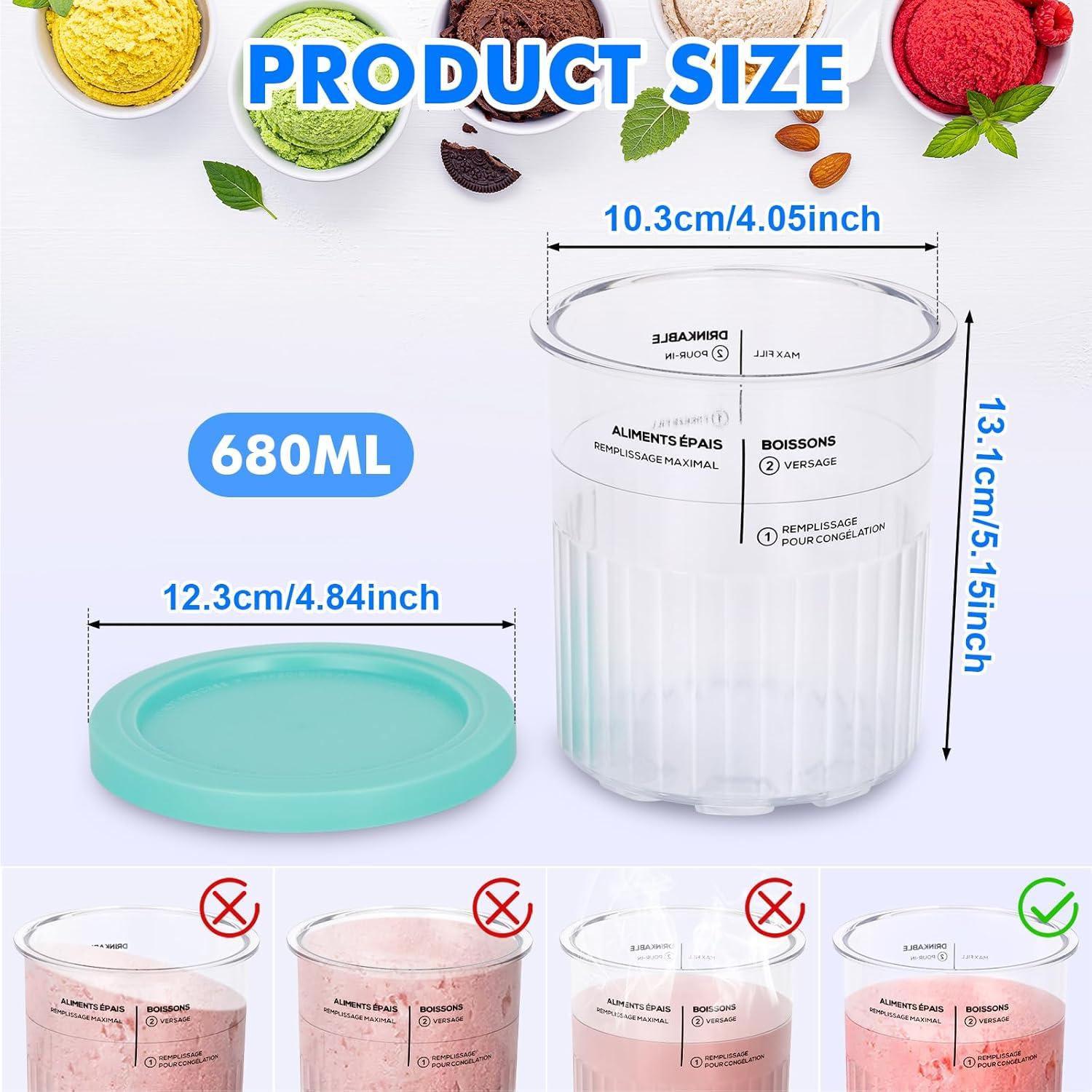 4er Set Eisbehälter mit Deckel für Ninja Creami Deluxe Pints 680ml