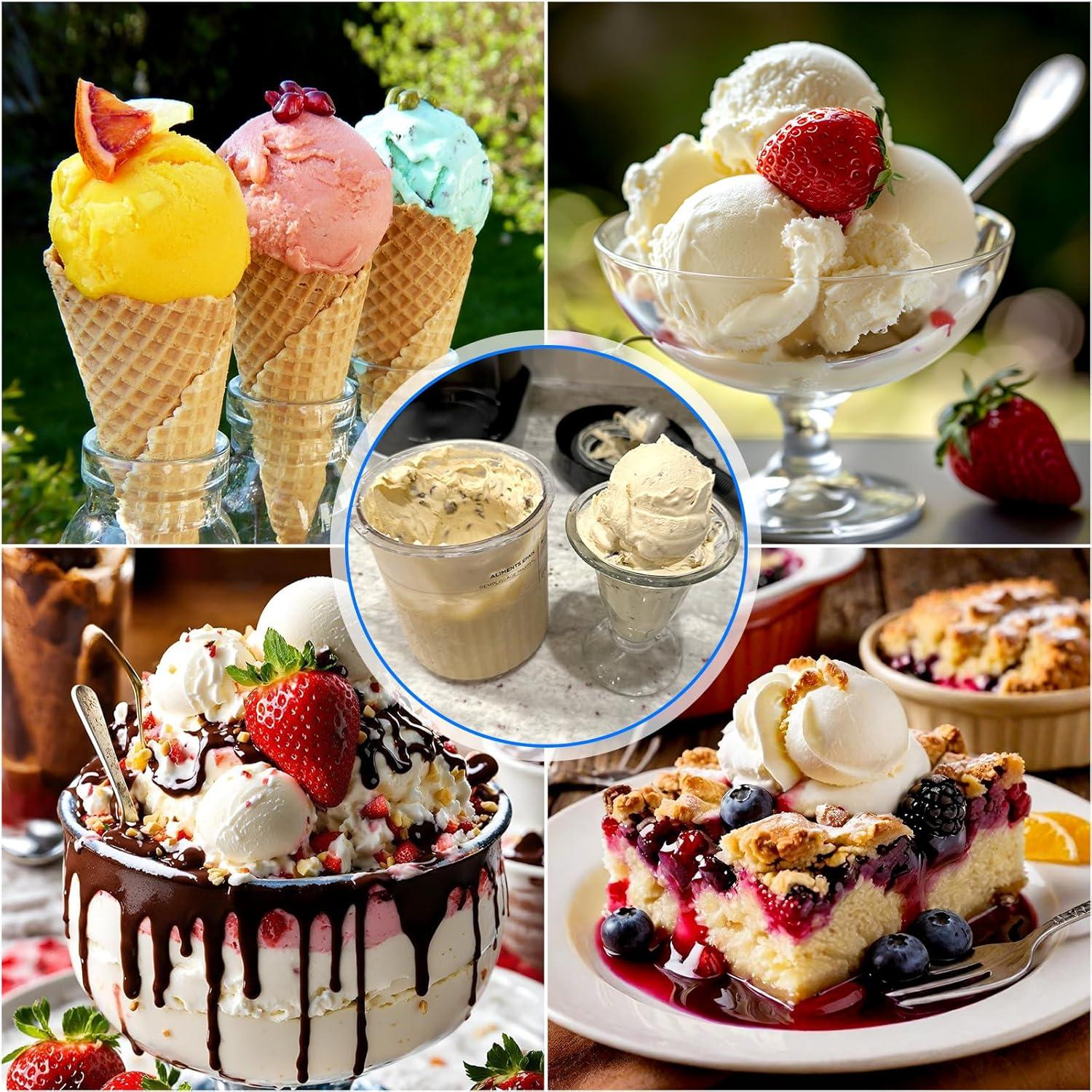 4 Stück Eiscreme Behälter mit Deckel 680 ml für Ninja Creami NC500