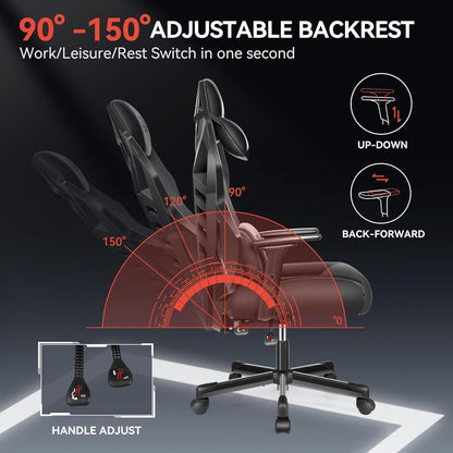 Gaming Stuhl Schwarz Racing Style Drehstuhl Ergonomisch Verstellbar