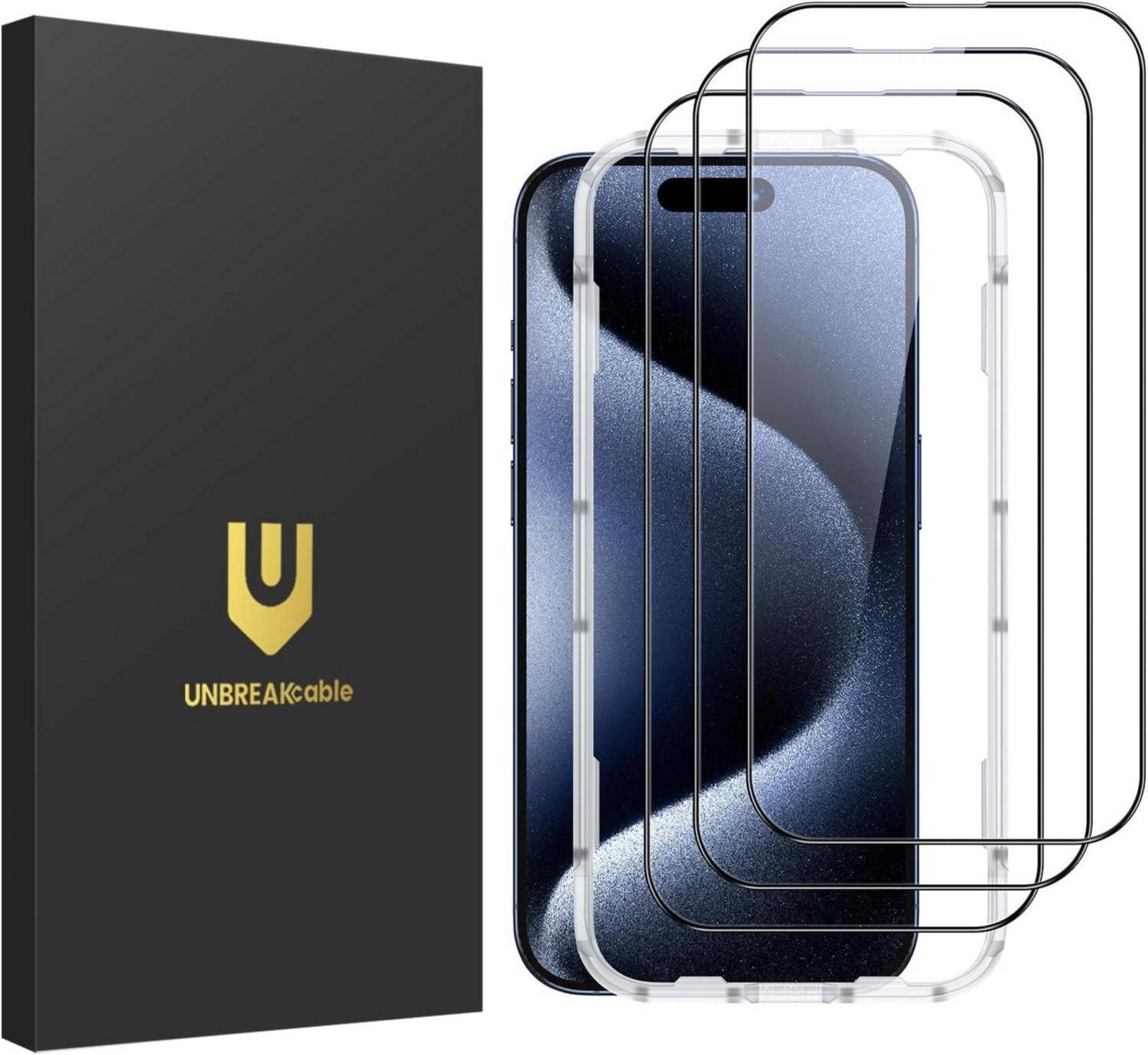 Panzer Schutzglas für iPhone 15 Pro Max, 3er-Pack 9H HD-Klar
