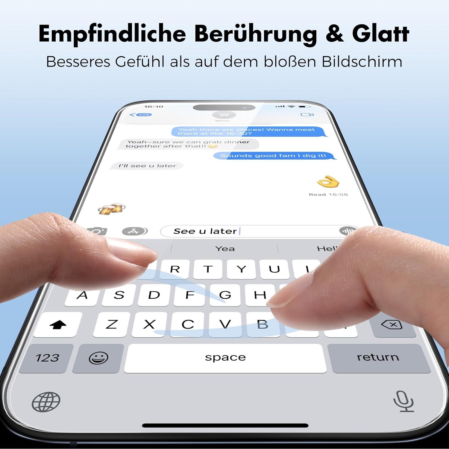 Panzer Schutz Glas iPhone 15 Pro Max [3er-Pack] 9H 100% HD