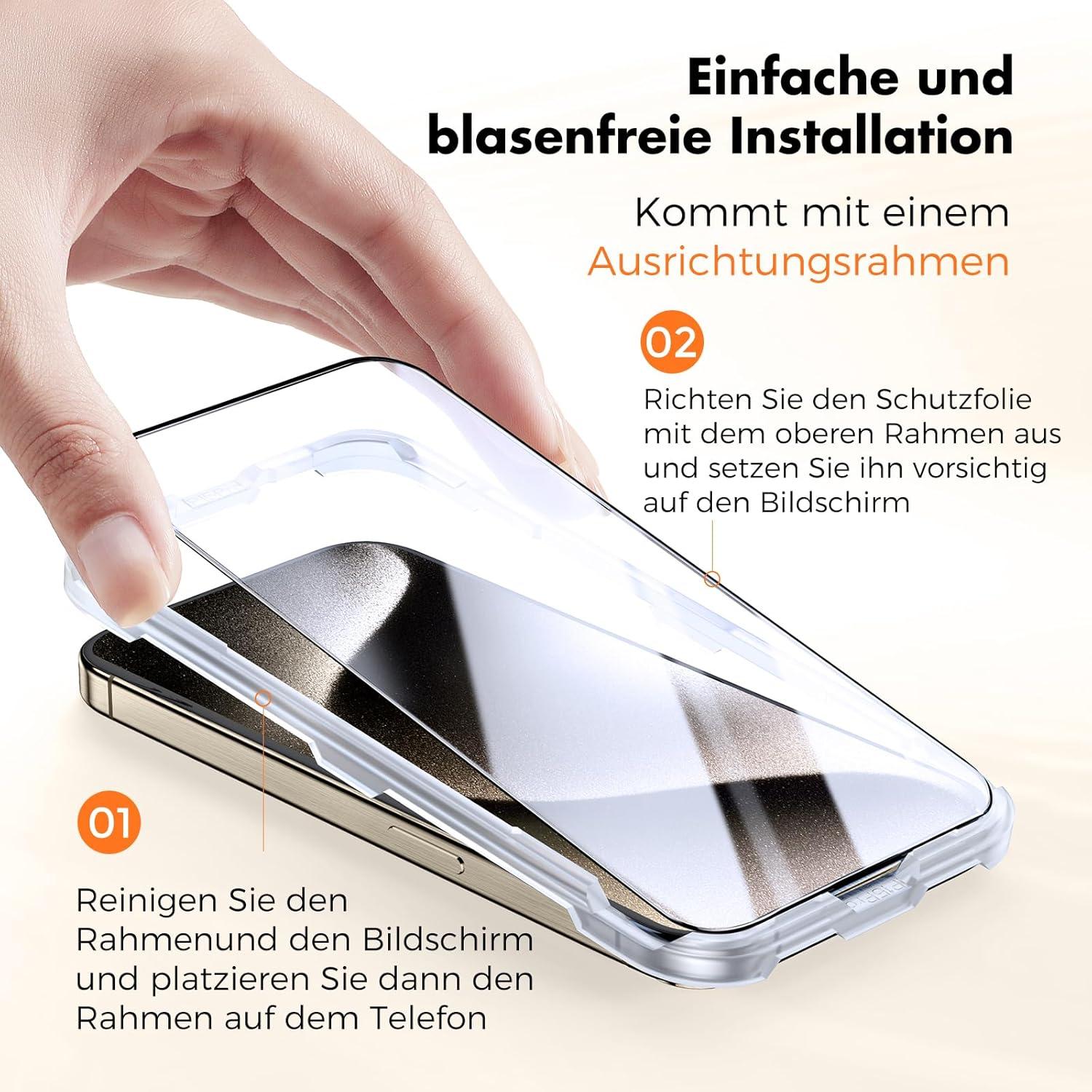 Panzer Schutz Glas iPhone 15 Pro 3er-Pack HD-Klar 9H