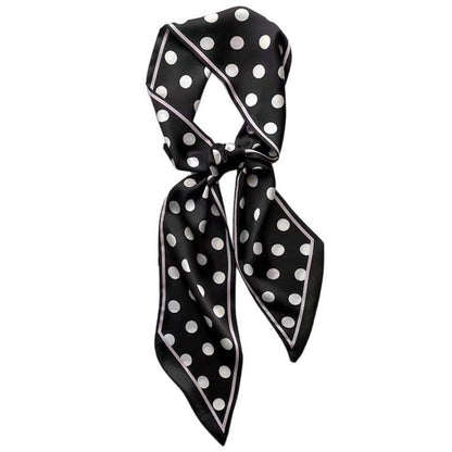 Langer Satin-Schal mit Polka-Dot-Muster und Bundfunktion