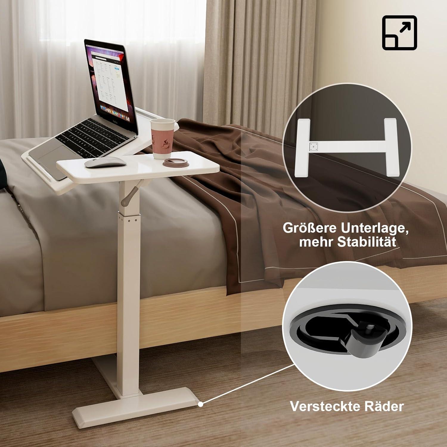 Höhenverstellbarer Laptoptisch mit Rollen und Neigung bis
