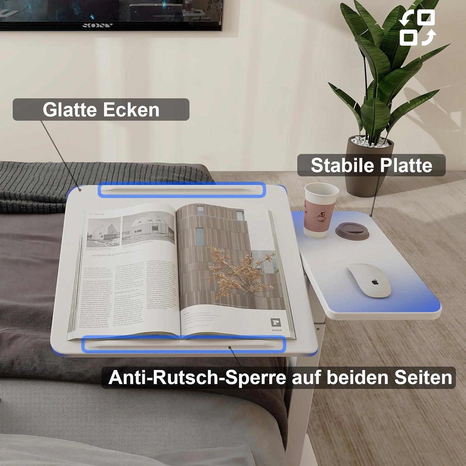 Laptoptisch höhenverstellbar drehbar Rollen Stehpult Überbett-Tisch