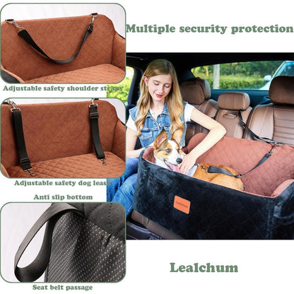 Hundeautositz mittelgroß mit Leine & Memory-Schaum