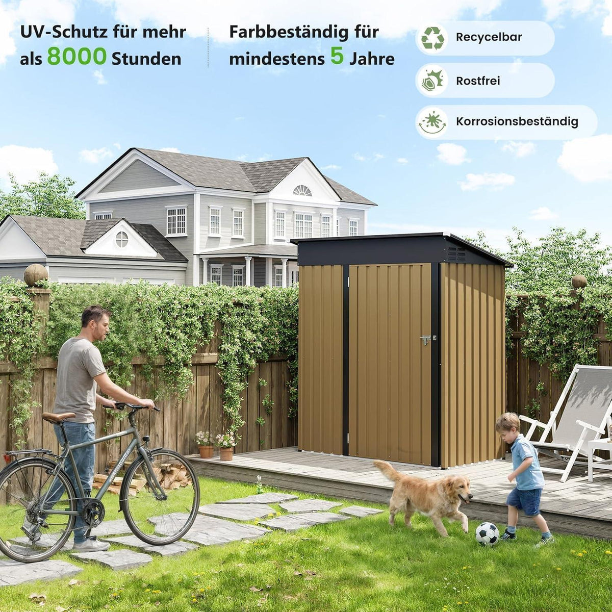 Metall Gartenhaus 1,5 m² Pultdach – Braun