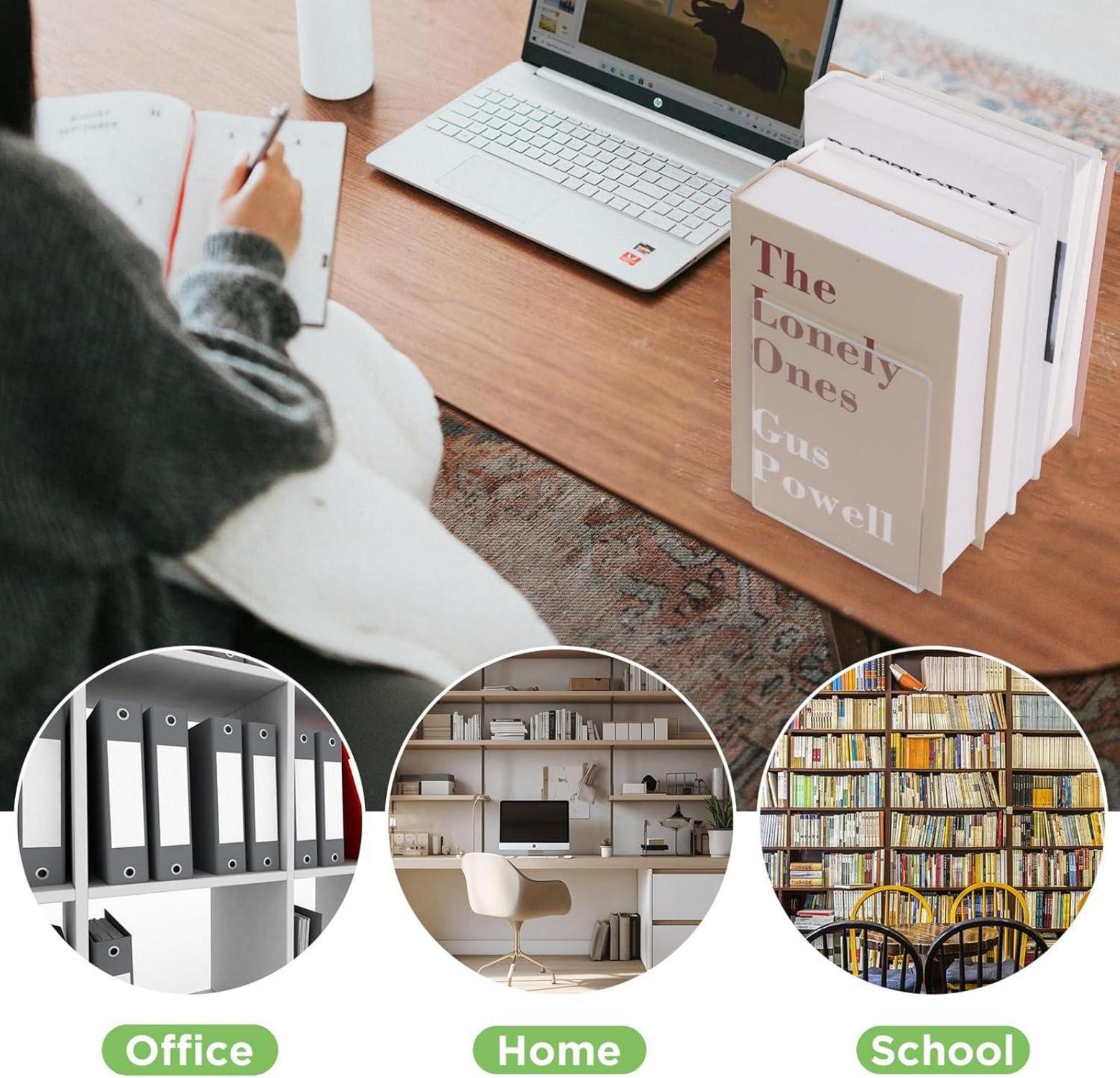 4 Stück Acryl Buchstützen Transparent Rutschfeste Bücherhalter
