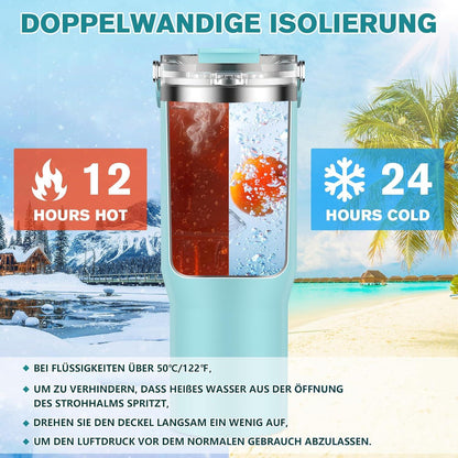Tlater Kaffeebecher to Go 30 oz Edelstahl Vakuum Trinkflasche Blau