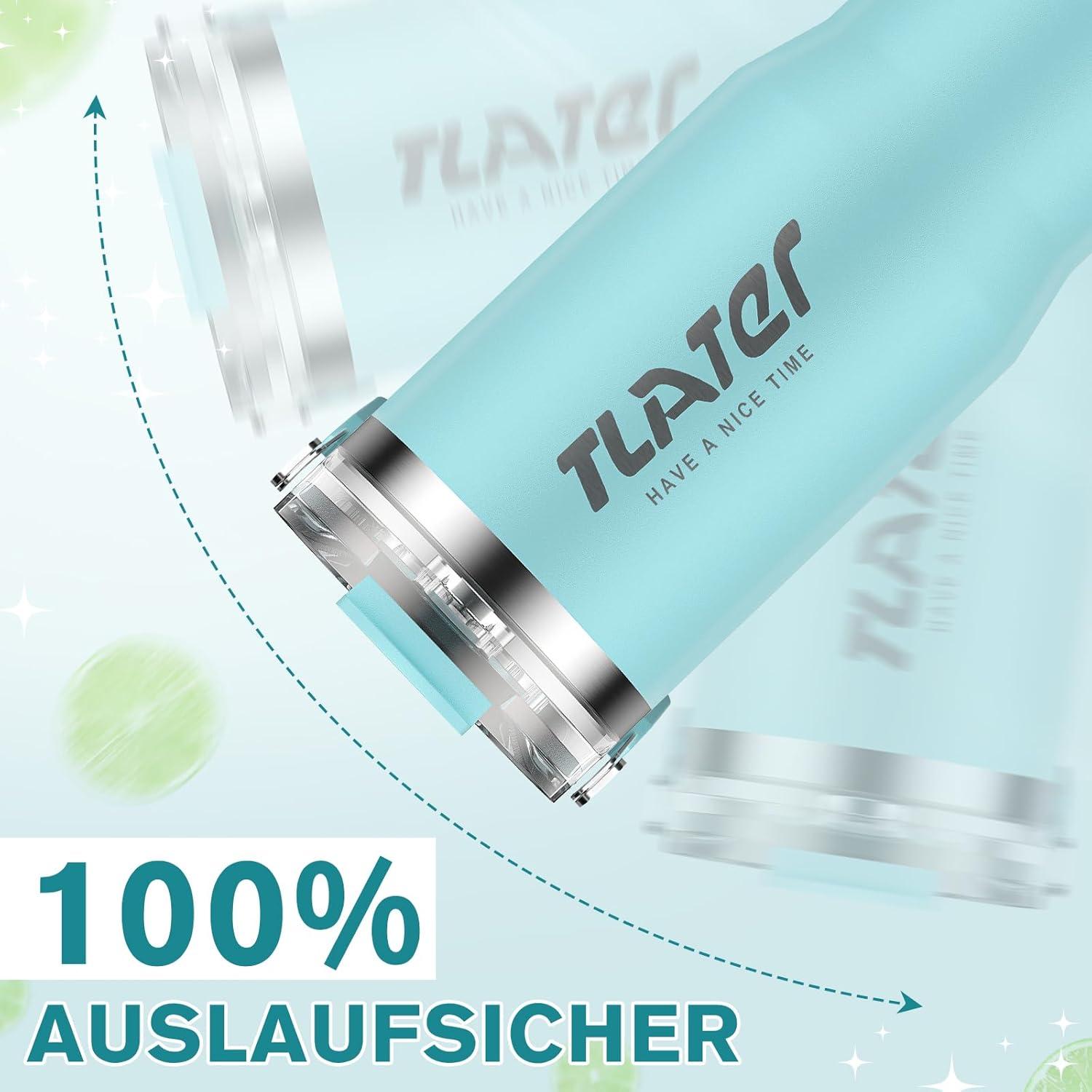 Tlater Kaffeebecher to Go 30 oz Trinkflasche Strohhalm Edelstahl Blau