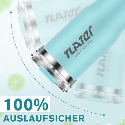 Tlater Kaffeebecher to Go 30 oz Trinkflasche Strohhalm Edelstahl Blau