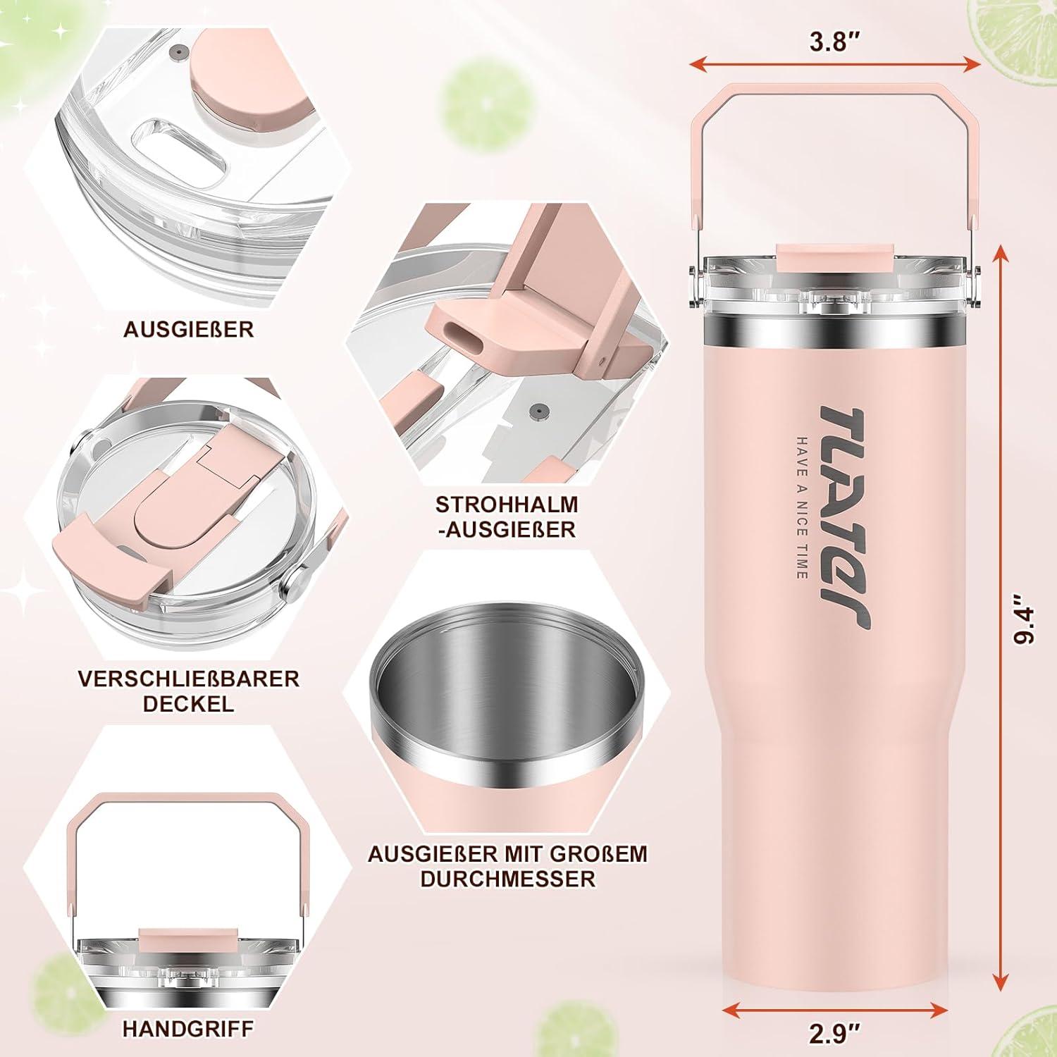 Tlater Kaffeebecher to Go 30oz Vakuum Trinkflasche mit