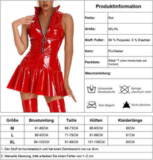 Damen Wetlook Minikleid Lack Leder Figurbetont Partykleid