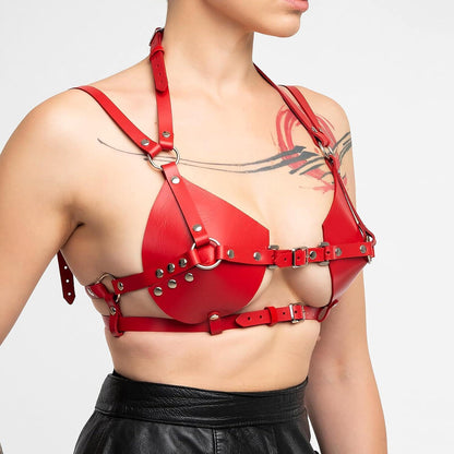 Sexy Dessous Leder Set BDSM Gothic Party Cosplay Frauen Rot