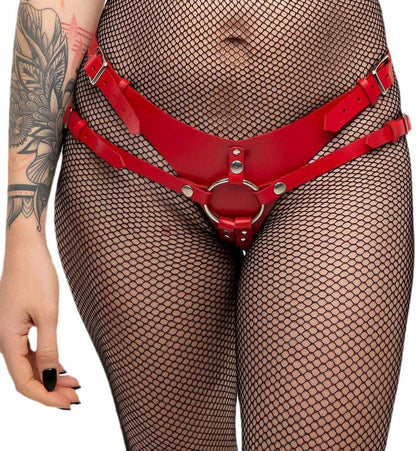 Sexy Damen Leder Dessous Set Gothic Crossbody Bondage SM Erotik Rot