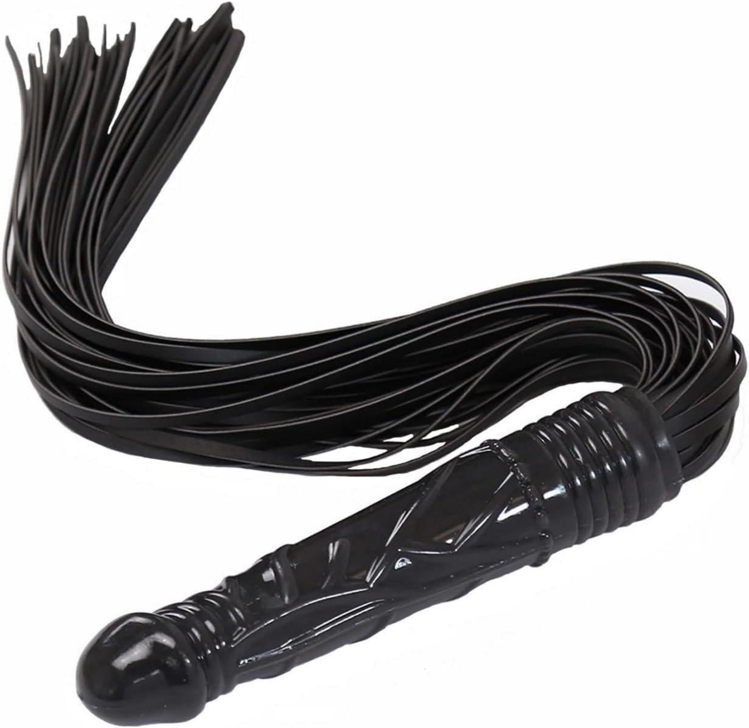 BDSM Leder Flogger Peitsche mit Quaste und Dildo 2in1 Set