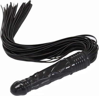 BDSM Leder Flogger Peitsche mit Quaste und Dildo 2in1 Set