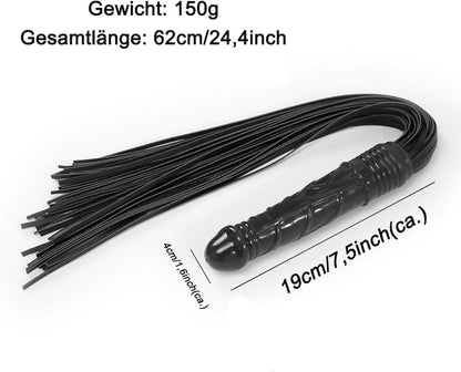 BDSM Leder Flogger Peitsche 2in1 Set 19cm Dildo Analplug Sexspielzeug