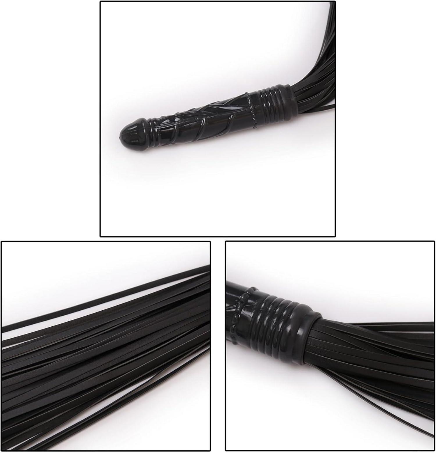 BDSM Leder Flogger Peitsche 2in1 Set 19cm Dildo Analplug Erotik