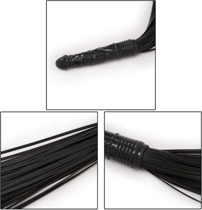 BDSM Leder Flogger Peitsche 2in1 Set 19cm Dildo Analplug Erotik