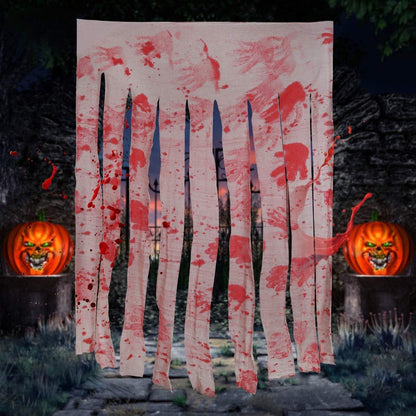 Halloween Gaze Türvorhang mit blutigen Handabdrücken 2er Set