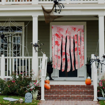2er Set Halloween Gaze Türvorhang mit blutigen Handabdrücken 165x100cm