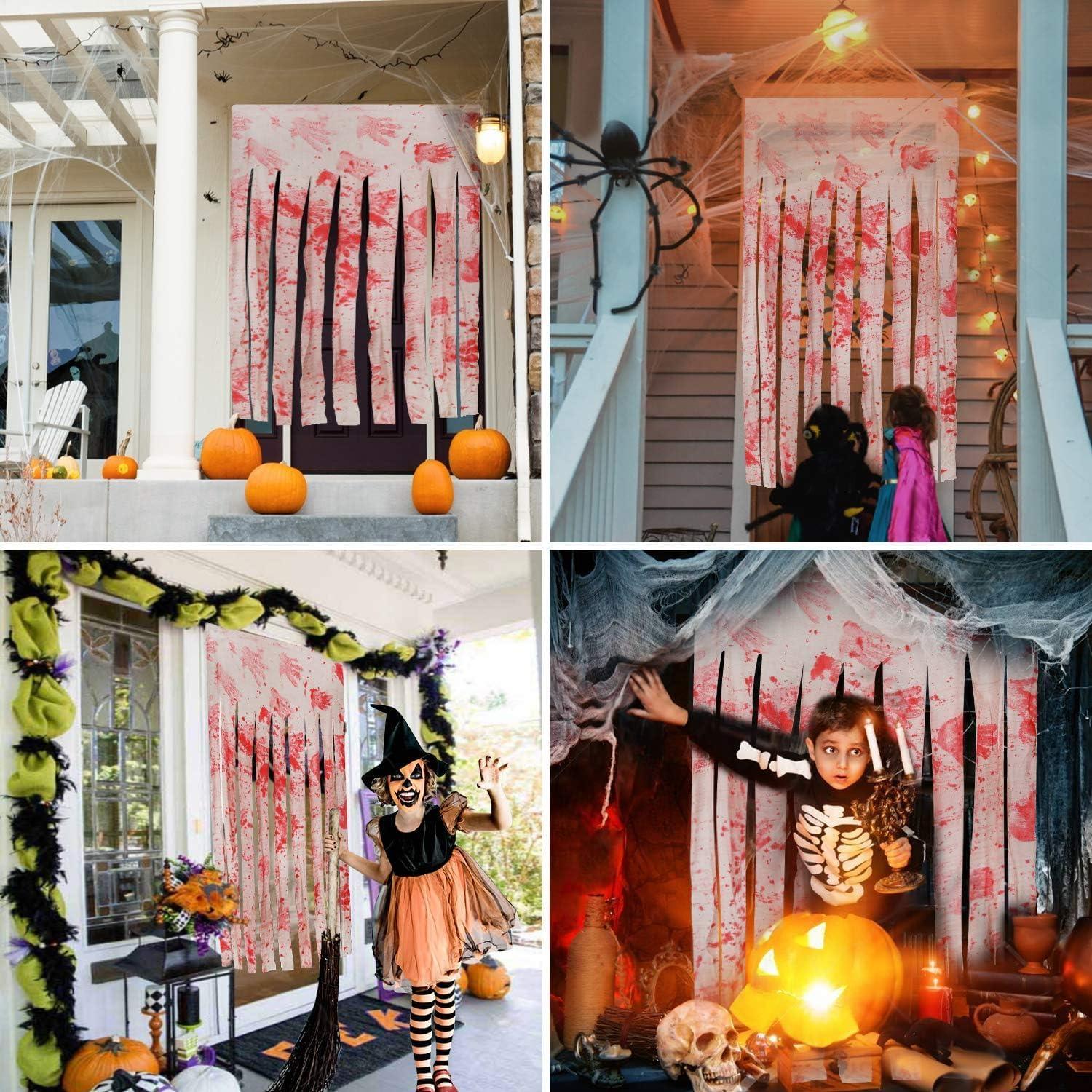 Halloween Deko Gaze Türvorhang Blutige Handabdrücke 165x100cm