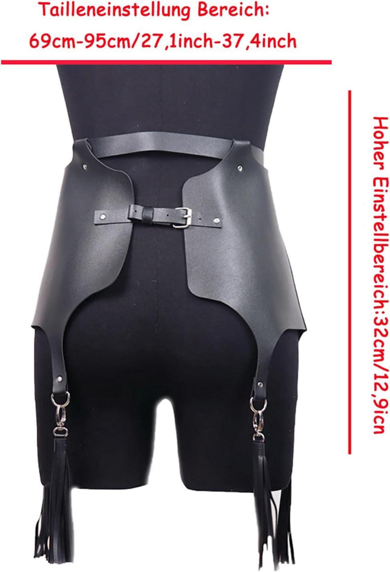 Gothic Lederrock Damen BDSM Taille Gürtel A-Linie Minikleid fetischiert