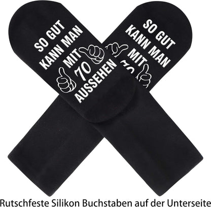 Herren Lustige Socken 43-46 Baumwolle Schwarz Wadenlang