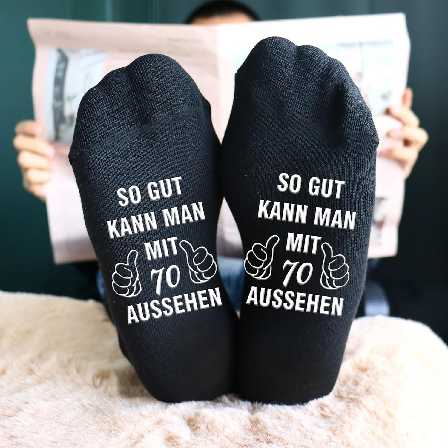 Jeasona Lustige Socken Herren 43-46 Baumwolle Schwarz Wadenlange Anti-Rutsch-Griff