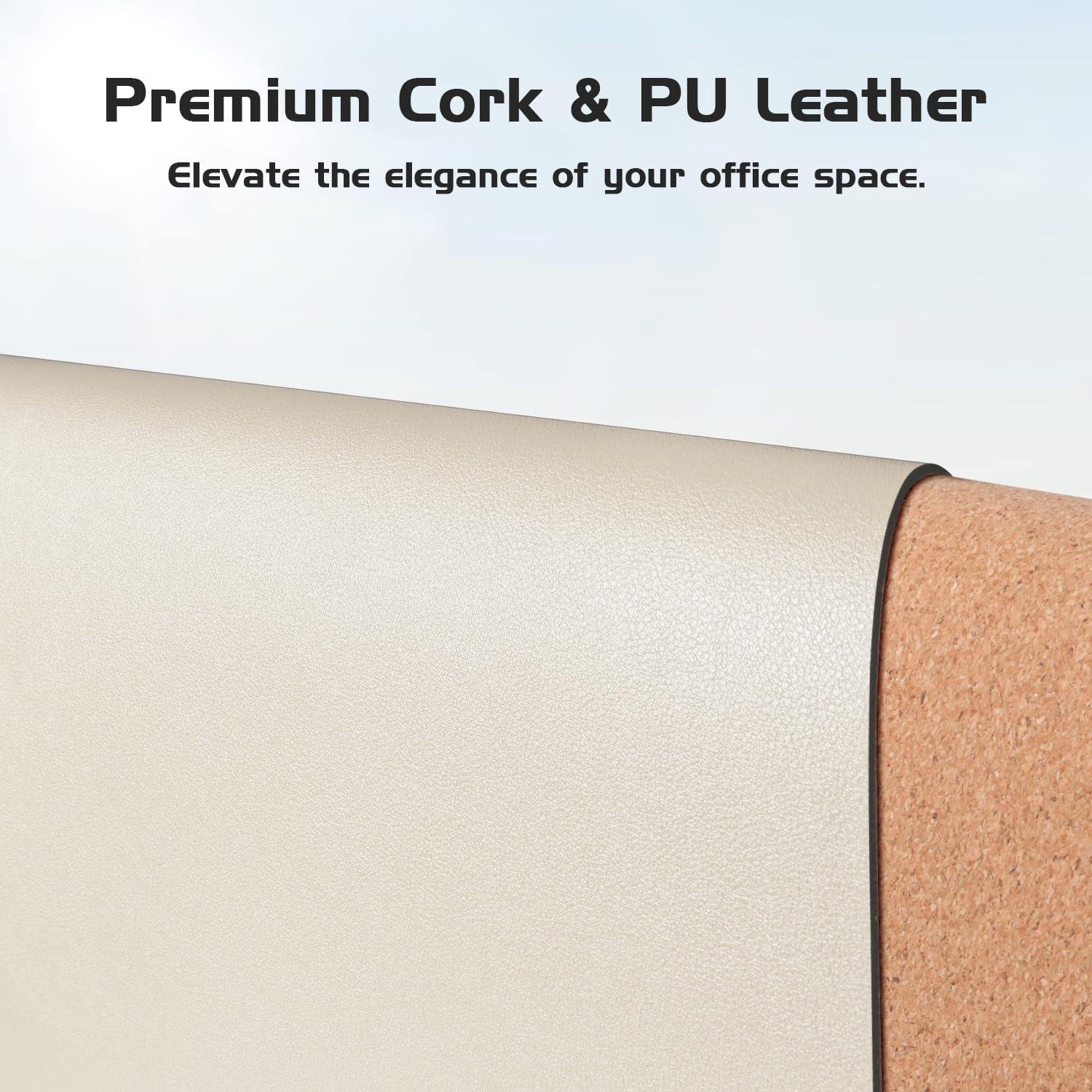 Schreibtischunterlage Kork PU-Leder Beige 96x43cm